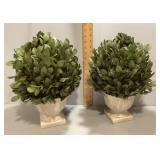 Pair of faux boxwood topiaries