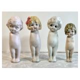 4 antique bisque kewpie/flapper dolls --no arms