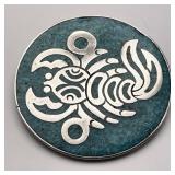 3" Taxco sterling turquoise brooch / pendant