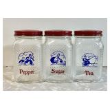 3 vintage Hazel Atlas Dutch glass shaker jars
