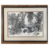 Framed Paul Calle signed frontier print 25.5 x 33