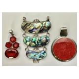 3 sterling silver gemstone pendants