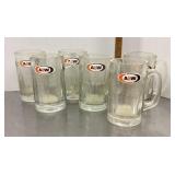 6 heavy A&W Root Beer mugs