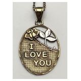 Gold over sterling silver "I Love You" necklace