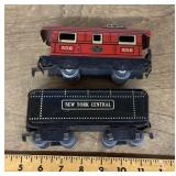 Pre-war tin plate caboose and tender