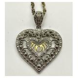 Sterling silver "Mom" heart necklace