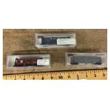 3 N scale model train cars