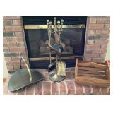 Fireplace accessories on hearth