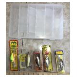 6 fishing lures plus organizer