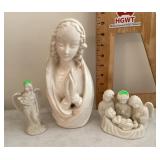Group of ceramic angel and Madonna figures