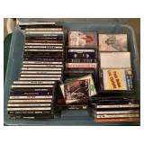 Tote of cassette tapes and DVDs
