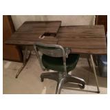 Sewing machine table and vintage chair