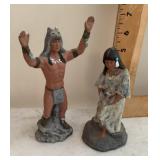 Pair of ceramic Native American statues