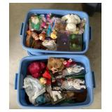 2 totes of Beanie Babies and plush