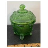Green Jeanette Glass lidded dish