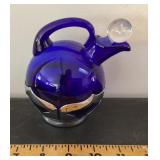 Cobalt blue glass oil bottle with stopper