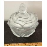 Fenton frosted glass lidded dish
