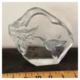 Glass hummingbird paperweight