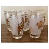 5 Libbey "Golden Foliage: frosted glasses