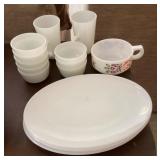 Assorted white dishes --some Fire King