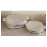 Corning Ware Cornflower Blue casseroles
