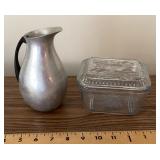 Aluminum pitcher and glass refrigerator dish