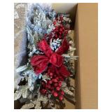 NEW cordless pre-lit red & white Christmas swag