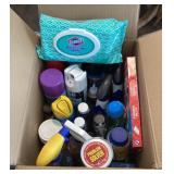 Box of cleaning supplies