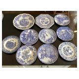 10 blue transferware collector plates