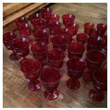 Large lot ruby red Fostoria? goblets