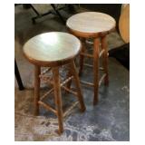 Pair of oak bar stools 24" tall