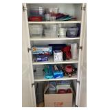 Contents of kitchen cabinet with plasticware