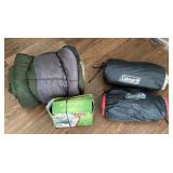 Sleeping bag, 2 Coleman air beds and pump
