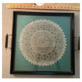 Framed lace doily tray