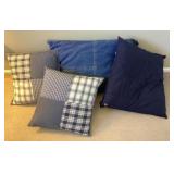 4 blue throw pillows