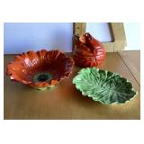 Royal Bayreuth poppy, cabbage, & lobster dishes