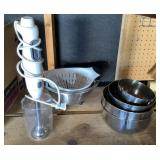 Kitchen Aid immersion blender & stainless bowls