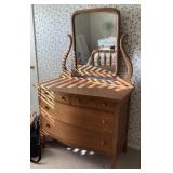 Antique oak dresser with mirror 42" x 66"