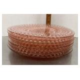 8 Pink Depression glass plates