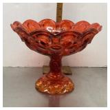 Amberina Moon and Stars glass compote