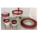 Group of ruby flash glassware
