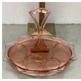 Pink Depression glass caddy