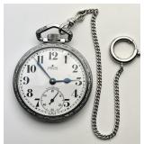 Orvin manual wind pocket watch w/chain -works