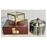 Jewelry casket, jewelry box, & silverplate box