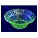 Green Depression uranium glass dish 4 1/2" dia.