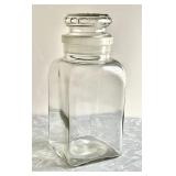 Heavy glass apothecary canister 13"h x 5" square