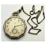 Elgin gold filled pocket watch with chain --works