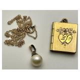 10k gold chain (broken), gold filled locket &