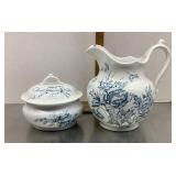 Knowles, Taylor, & Knowles soap dish & pitcher