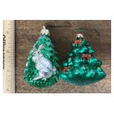 2 Mercury glass tree Christmas ornaments